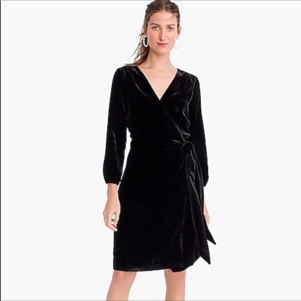 NWT J Crew Wrap Dress Black Velvet